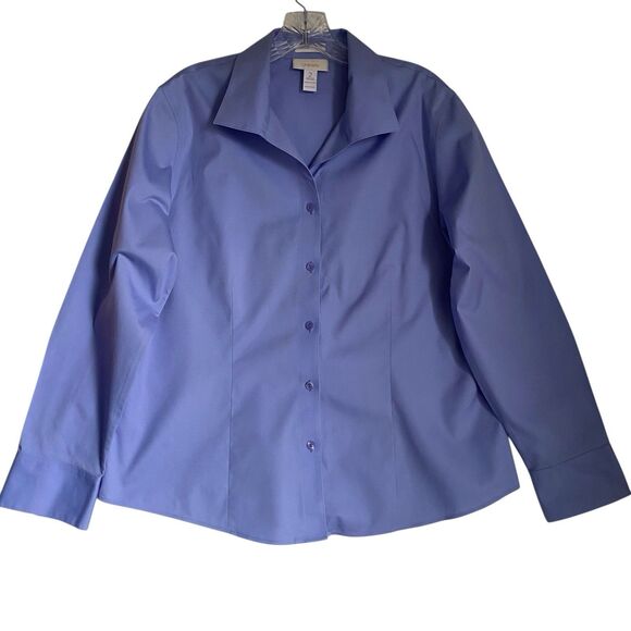 Chico's Tops - Chicos Non Iron Dress Shirt L/12 Violet Blue Long Sleeve Office Wear Career